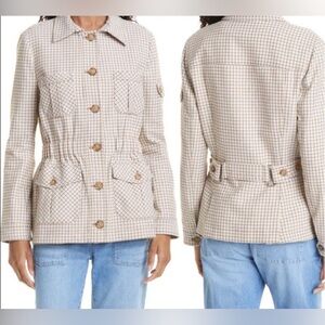 Veronica Beard Check Classic Coat Jacket Size 4 Button Up Lined